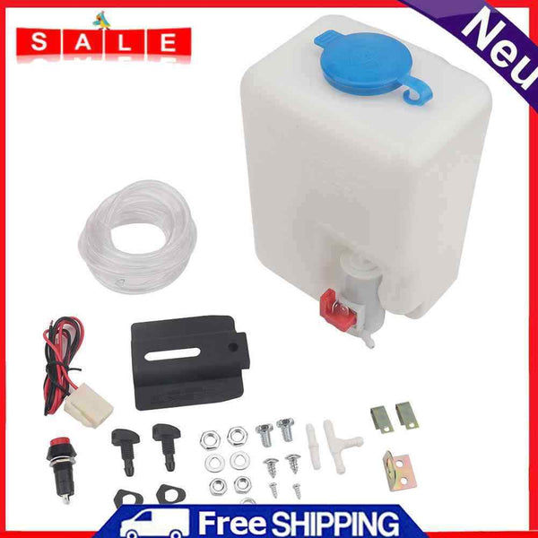 1.5L Windshield Washer Fluid Tank 12V Washer Pump Kit with Switch Pants Nozzles
