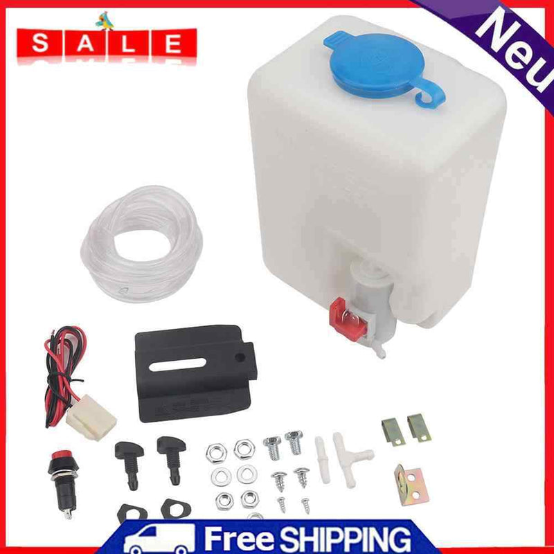 1.5L Windshield Washer Fluid Tank 12V Washer Pump Kit with Switch Pants Nozzles