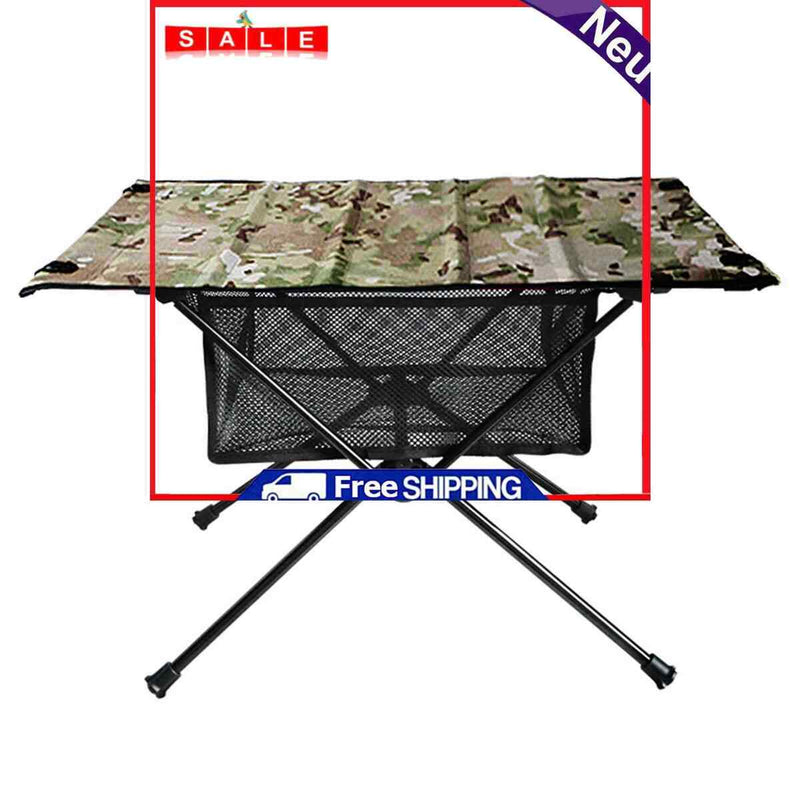 Outdoor Folding Table with Net Pocket Waterproof Desk for Camping Hiking