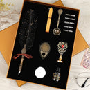 Retro with Nib Ink Bottle Calligraphy Feather Writing Dip Pen Kit (Black) Newly