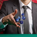7pcs/Set Dichromatic Dices Digital Polyhedron Starry Sky Dice (Blue White) Newly