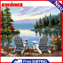 Hand Painted on Canvas DIY Early Morning By Sea Oil Paint By Numbers Drawing Kit