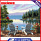 Hand Painted on Canvas DIY Early Morning By Sea Oil Paint By Numbers Drawing Kit