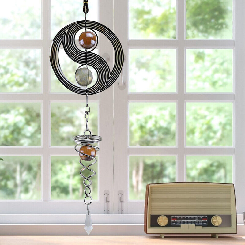 DIY Rotating Wind Chime Novelty Metal Hanging Sculpture Wind Chime Bell (A)