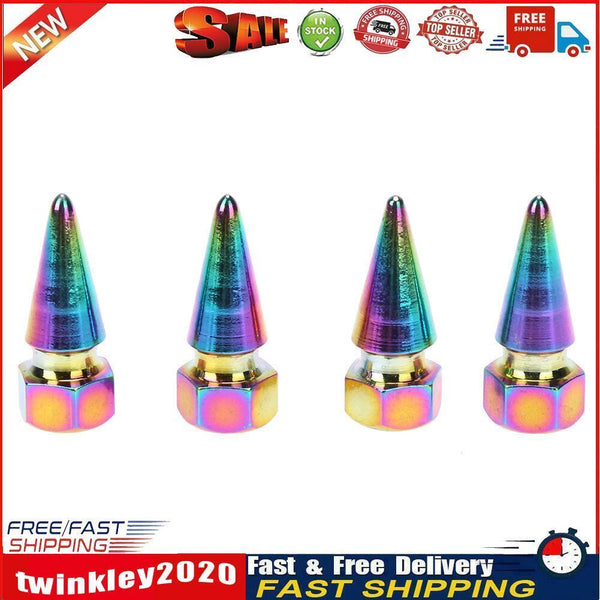 4pcs CNC Rainbow Color Car Wheel Tyre Tire Valve Stem Caps Dust Covers Newly