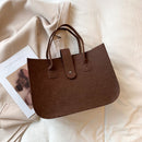 Autumn Winter Felt Female Solid Color Tote Bag Women High Capacity Shopper Bag
