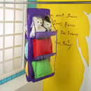 Transparent 6 Pocket Handbag Hanging Storage Bag Dust-proof Pouch (Purple)