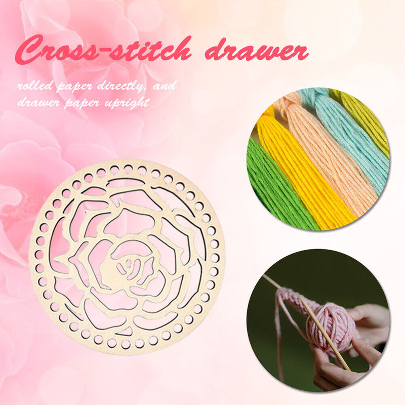 Wooden Basket Bottom Circle Blank Hollow Crochet Basket Wood Base for DIY Knit