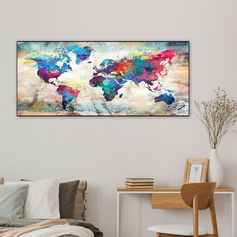 World Map Oil Paint By Numbers Kits Canvas Picture DIY Home Decoration Gift