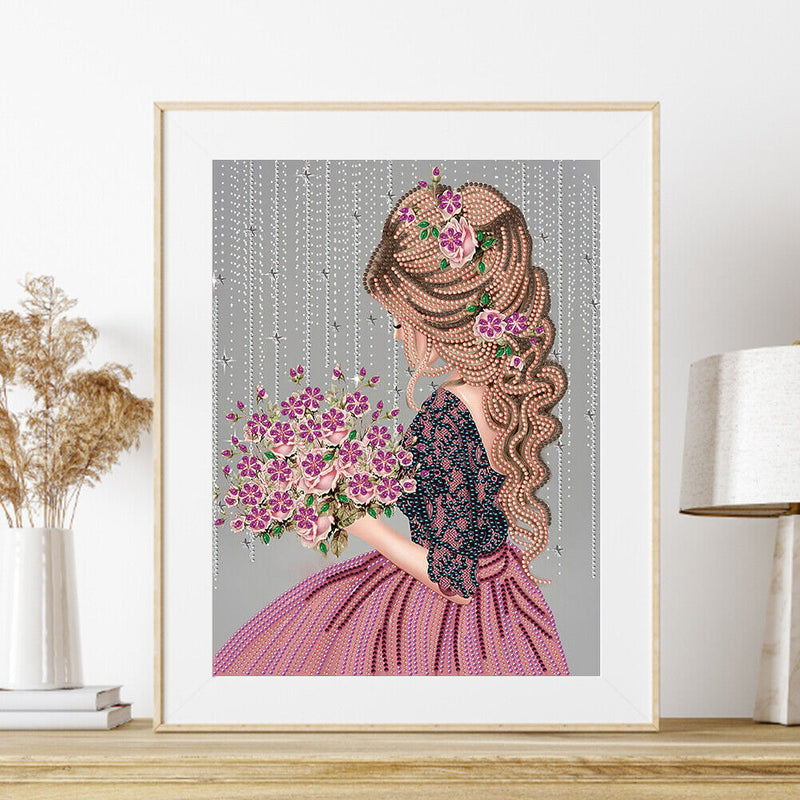 5D Diamond Painting Kit Girl Partial Special Shape Drill DIY Art (K025)