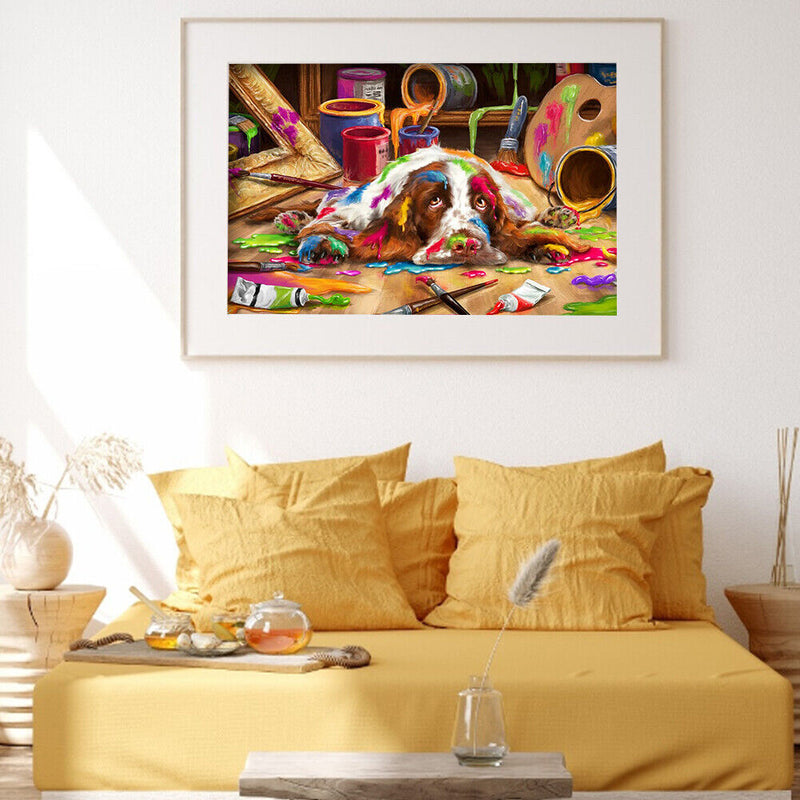 5D Cute Dog Mosaic Diamond Painting Drawing Full Round Drill DIY Art Handcraft