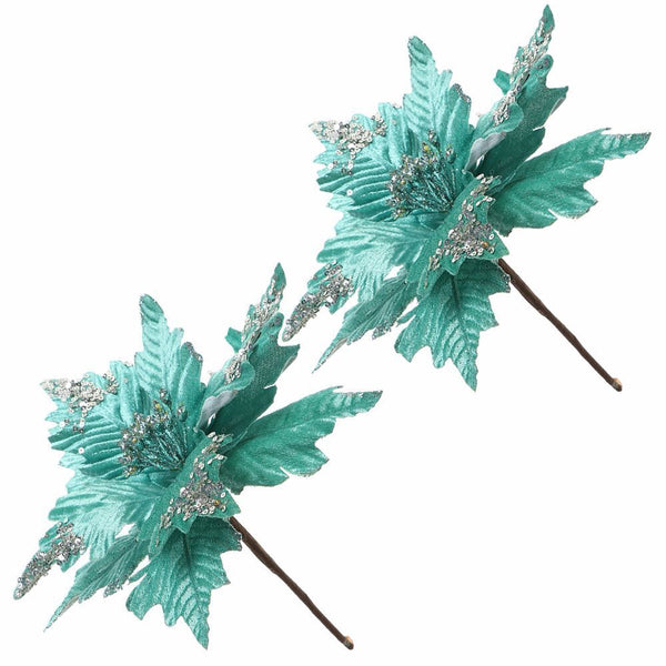 Wedding Favors Christmas Tree Flowers Poinsettia Xmas Gift Glitter Ornament