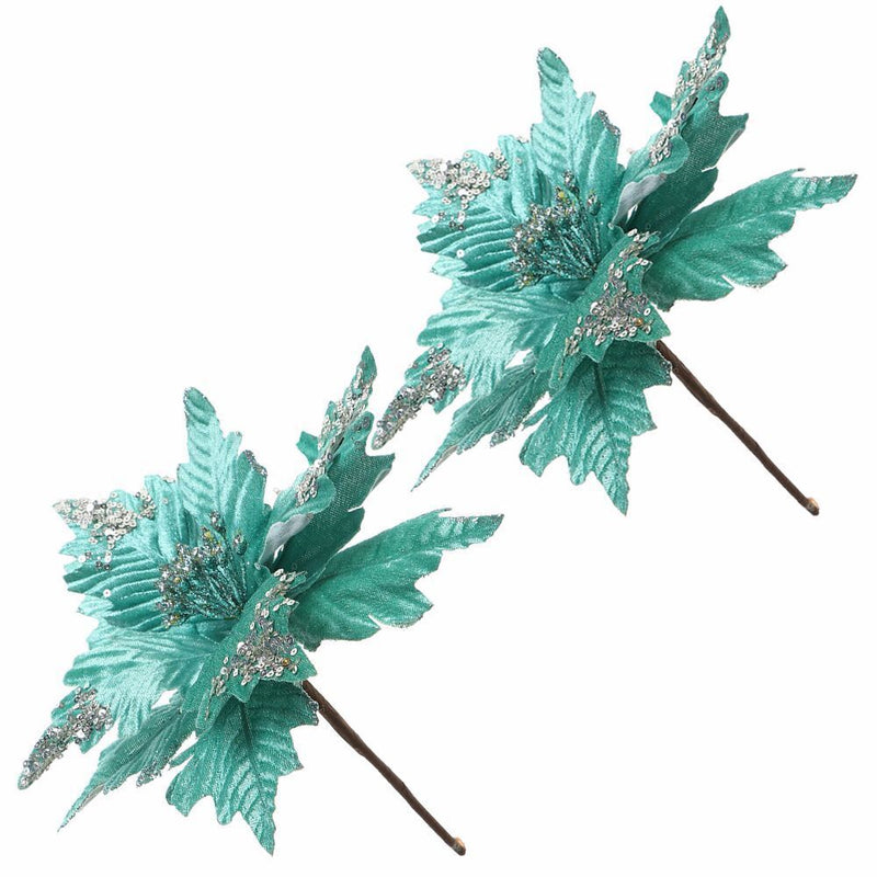 Wedding Favors Christmas Tree Flowers Poinsettia Xmas Gift Glitter Ornament