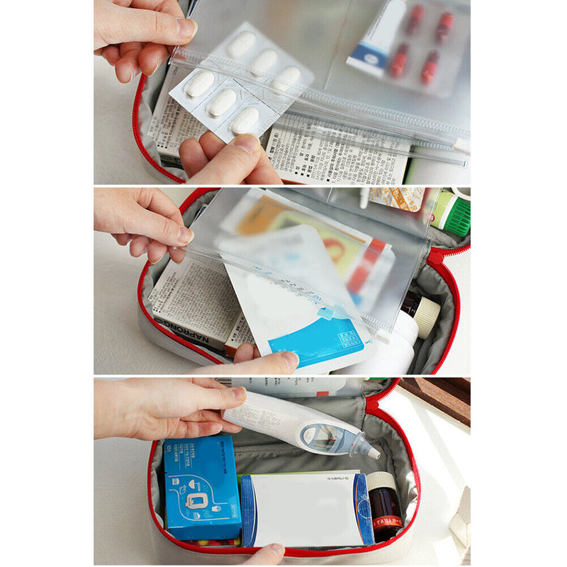 First Aid Kit Emergency Portable Outdoor Survival Medical Bag (Gray White) Newly