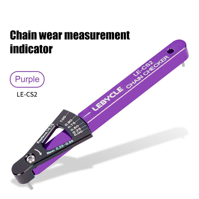 Lebycle MTB Road Bike Chain Wear Indicator Tools Chains Gauge (Purple)
