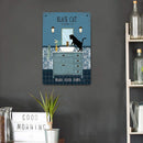 Cat on Sink Retro Metal Plate Tin Sign Plaque Poster Wall Art for Bar (A) Newly