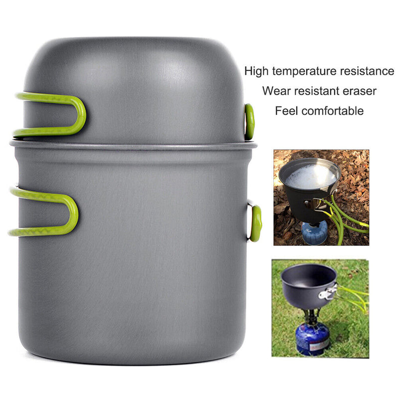 2pcs /Set Portable Camping Cookware Outdoor Hiking Picnic Tableware Pot