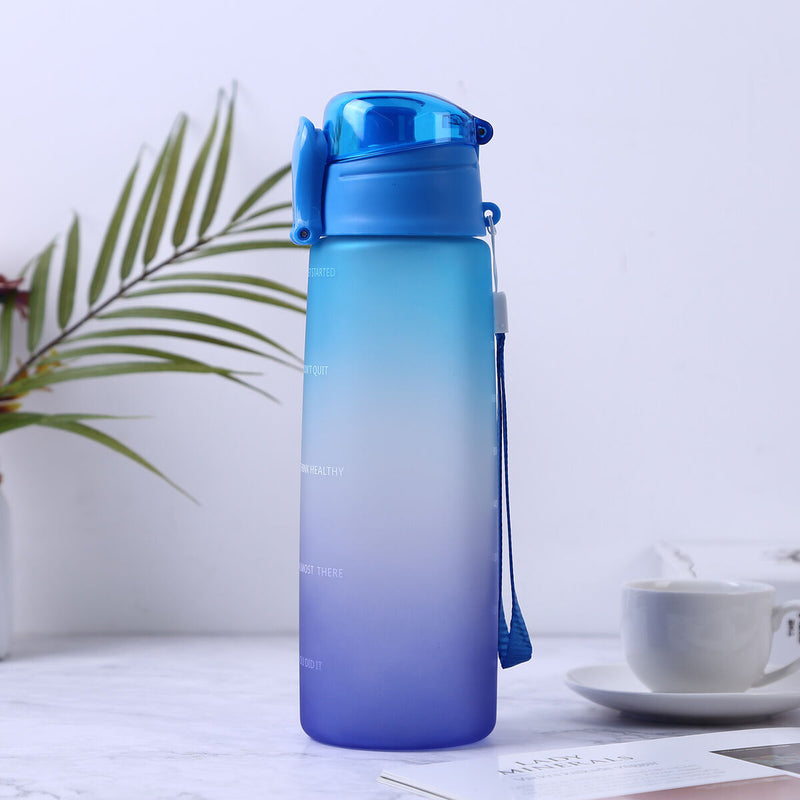 Water Bottle with Time Marker Sports Portable Water Bottle (Blue Purple) Newly