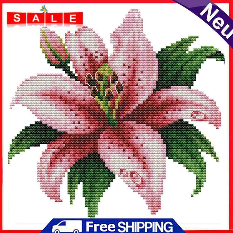 Partial Cross Stitch Blossom Lily 14CT Counted Embroidery Needlework DIY Decor