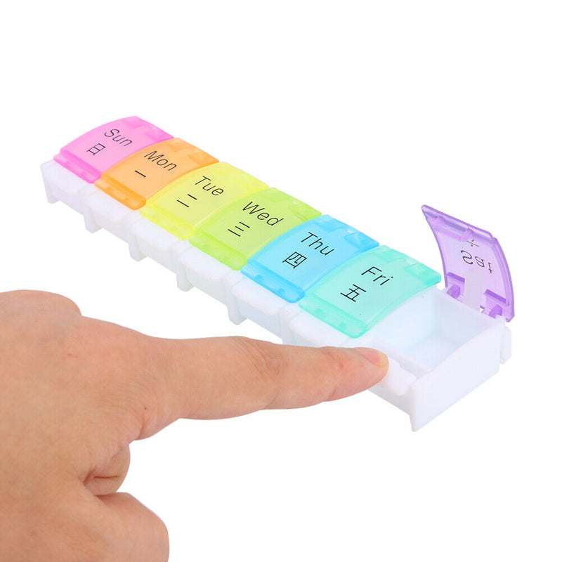7 Day Weekly Pill Medicine Storage Box Tablet Rainbow Organizer Case Splitt