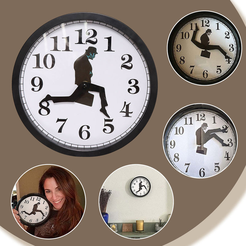 Silent Glass Round Wall Clock - Modern No-Ticking Easy to Read (Black)