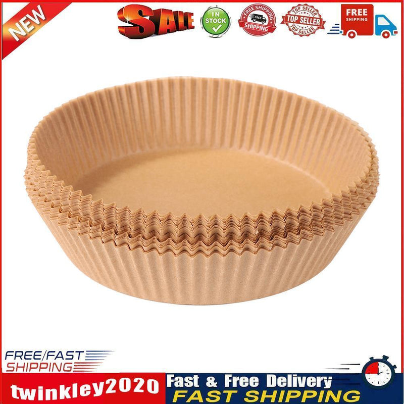 100pcs Air Fryer Disposable Paper Liner Non-Stick Steamer BBQ Mats (Brown) Newly