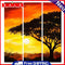 45x50cm Colorful DIY Paint By Numbers Kit Trees Under Setting Sun Triptych Decor