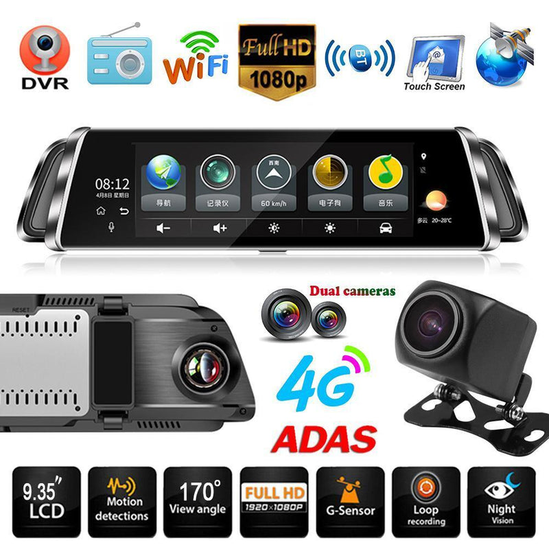 Starnearby G07 9.35-Inch IPS Touchscreen Double Lens 4G Android Car Rear View Mirror