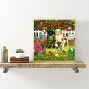 DIY Dog in Garden Rhinestone Picture Mosaic 5D Full Round Drill Diamond Pai