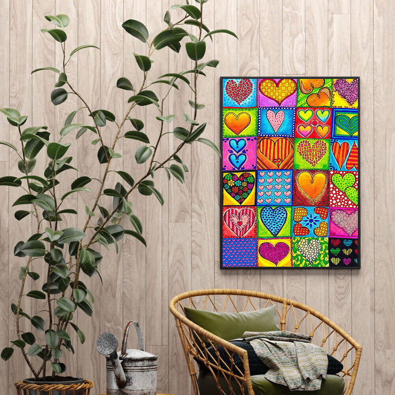 Abstract Hearts Oil Paint By Numbers Kits Canvas Picture Wall Art DIY Craft