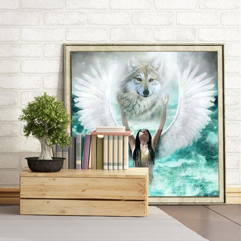Diamond Painting Kits Full Round Angel and Wolf DIY Wall Arts Home Decor Newly