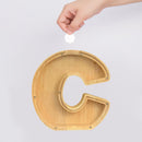 Creative Saving Box 26 English Alphabet Wooden Money Storage Box Jar (C)