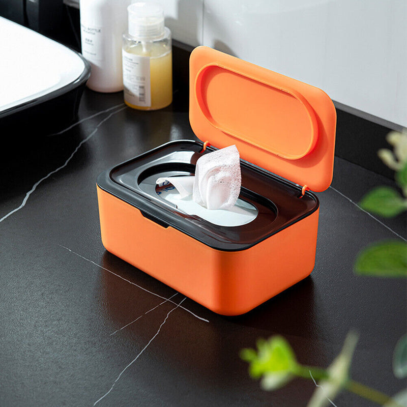 Wet Wipes Storage Box with Lid Home Tissue Dispenser Napkin Case (Orange)