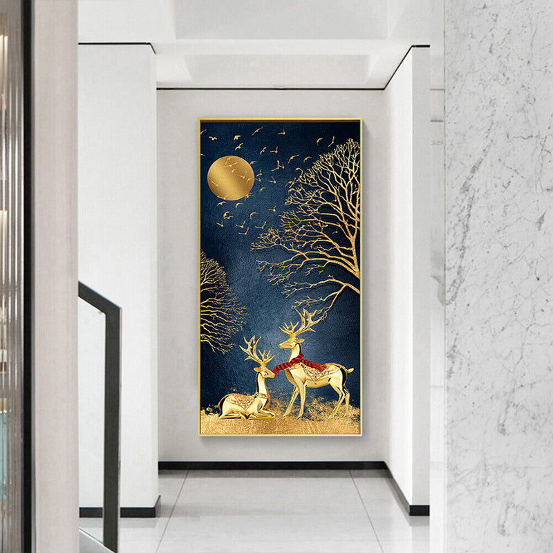 Golden Deer Oil Paint By Numbers DIY Handpainted on Canvas Wall Picture Unframed