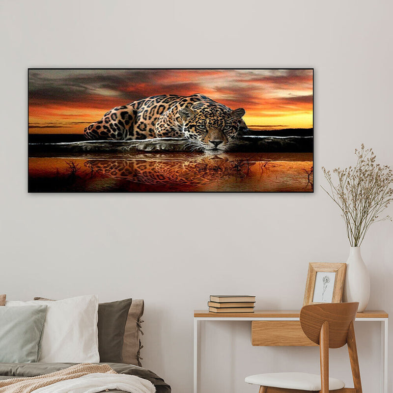 Sunset Leopard Oil Paint By Numbers Kits Canvas Picture DIY Home Decoration Gift