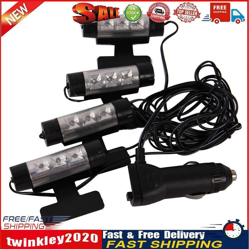 4 x 3LED Car Interior Accessories Decorative Atmosphere Lamp Light Newly