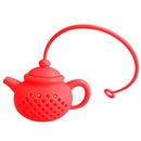Teapot Shape Tea Bag Strainer Infuser Silicone Leaf Filter Diffuser (Red)