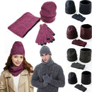 Knitted Neck Warmer Winter Warm Fleece Scarf Hat Scarf Gloves Set Beanie Cap