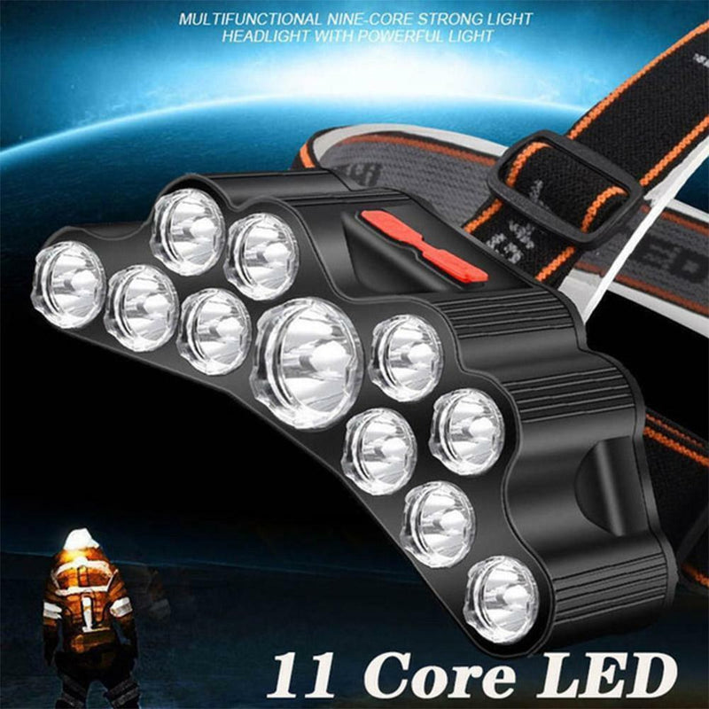 Waterproof Headlight Super Bright Head Torch 11LED CampingFishing Headlamp H4J9