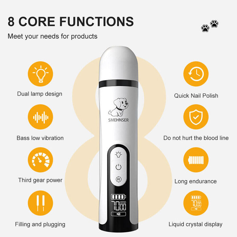 Painless LED Dog Nail Clippers Grinders Pet Silent Cat Paws Nail Trimmer