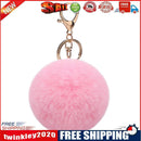 Fluffy Fur Pom Keychain Soft Plush Faux Rabbit Fur Ball Bag Pendant (Pink)