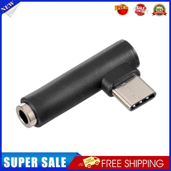 USB-C Headset Adapter 90 Degree Type-C to 3.5mm Audio Converter (Black)