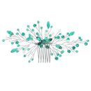 Headpiece Crystal Tiara Hair Pin Green Crystal Leaf Bridal Clips Hair Combs