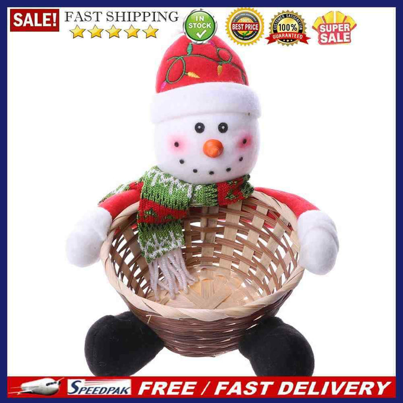 Christmas Candy Bamboo Basket Gift Storage Basket Kit (L Christmas Snowman)