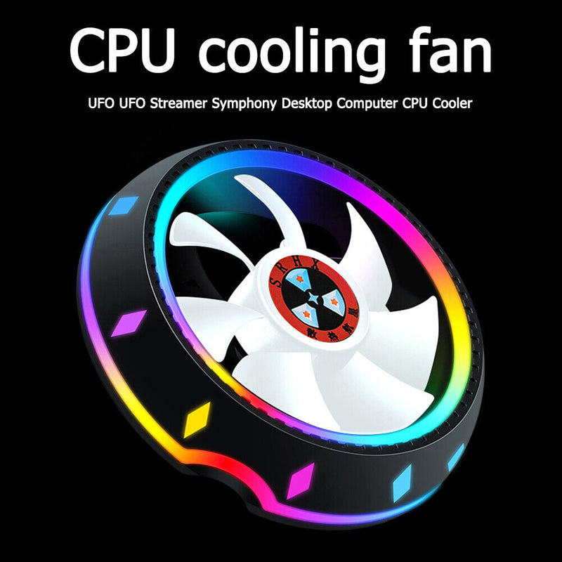 PC Computer Case Fan RGB LED Quiet 100mm Air CPU Cooler for Intel AMD Newly