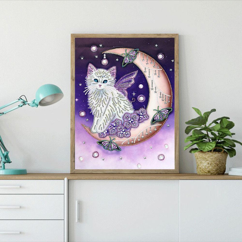 5D DIY Special Shaped Diamond Painting Cat Embroidery Kit Home Living Room Decor