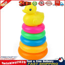 Early Educational Rainbow Tower Stack Circle Duck Ring Puzzle Pyramid (A) Newly