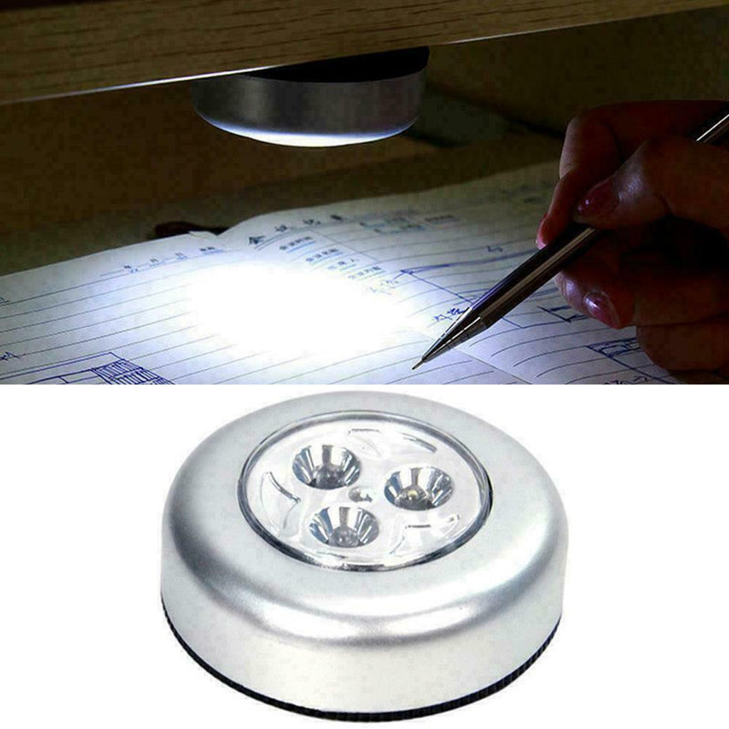 3 LED Push On Off Light Self Stick On Click Battery Button Cabinet R1J3 Q7S0