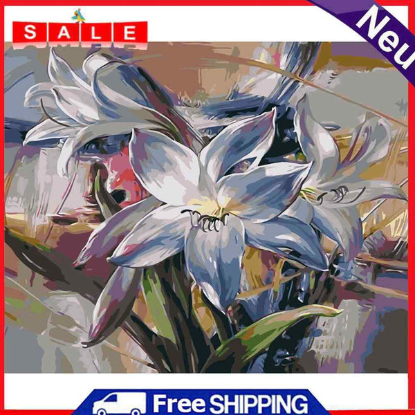 Oil Paint By Numbers Picture DIY Painting Colorful Flower Acrylic Paint Decor