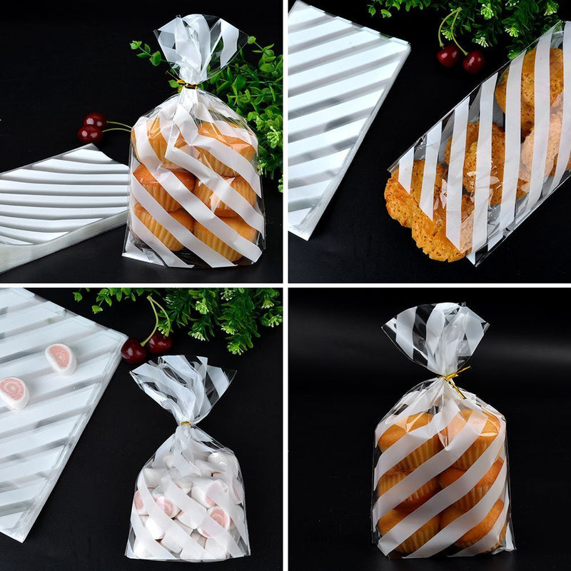White Candy Gift Party Cookie Package Bake Wrapping Cellophane Bag Dot Stripe